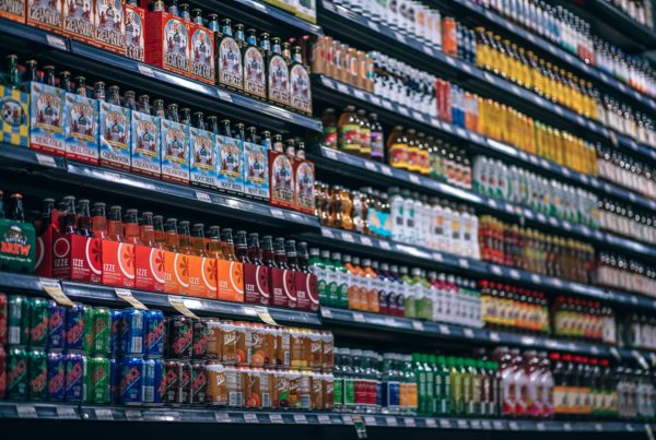 aisle of beverages in store