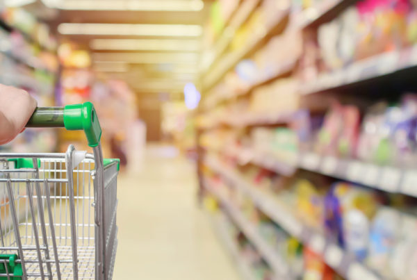 Shopping cart in convenience / retail store.